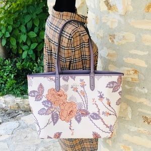 NWT Coach thorn roses reversible city tote handbag